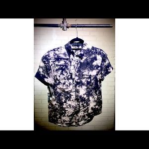 AllSaints silk Octavia palm snap button blouse